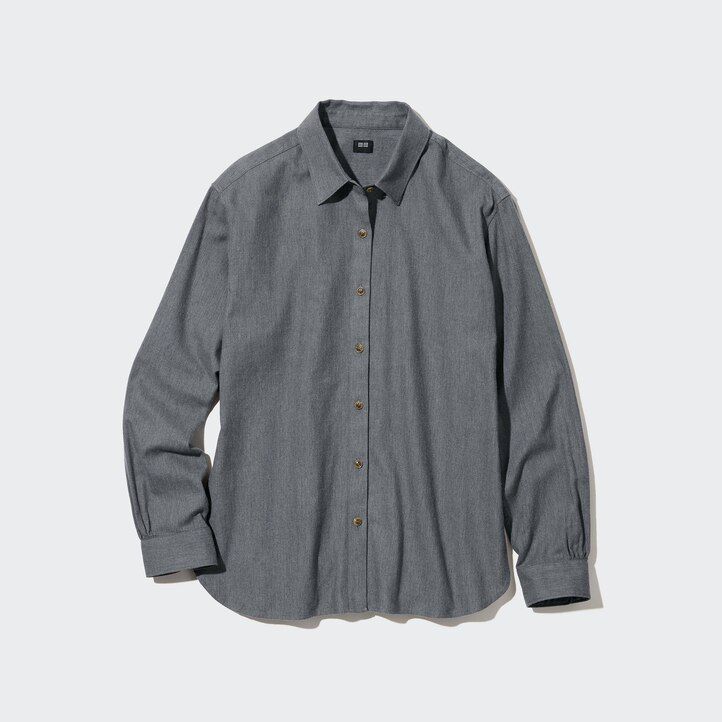 rosa uniqlo blus med mjuka borstade ärmar för kvinnor