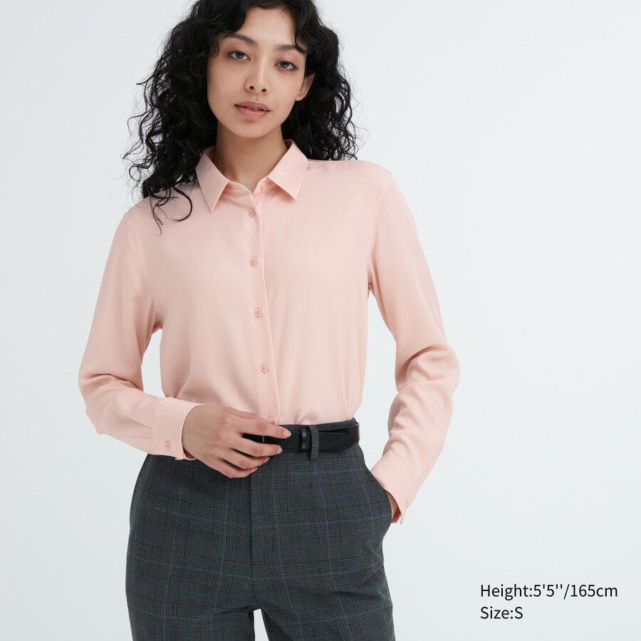 dam uniqlo rayon Ärmblus rosa