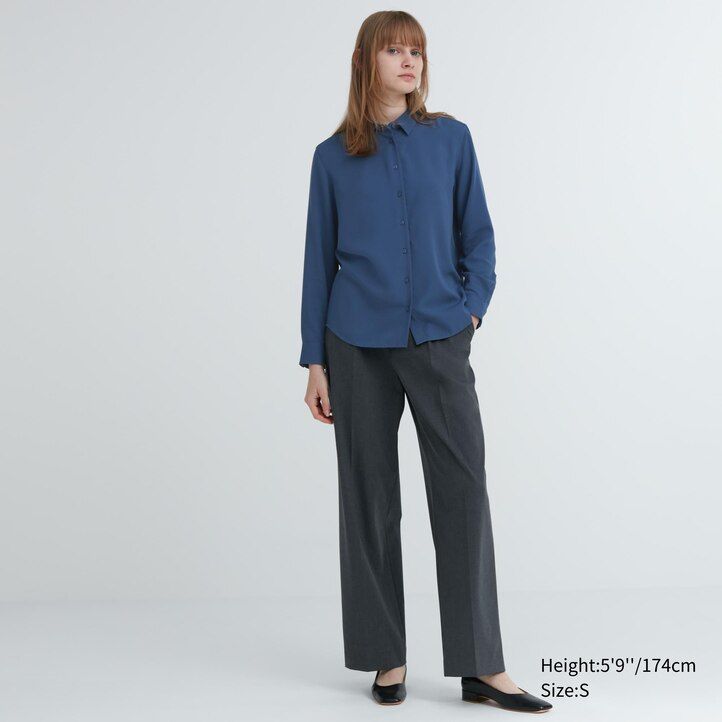 dam uniqlo rayon Ärmblus rosa