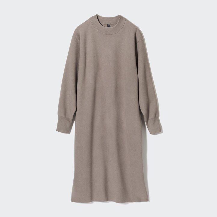 grön uniqlo souffle garnklänning med slät ärm för kvinnor