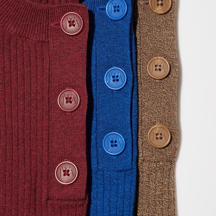 uniqlo ribbad stickad Ärm damklänning röd