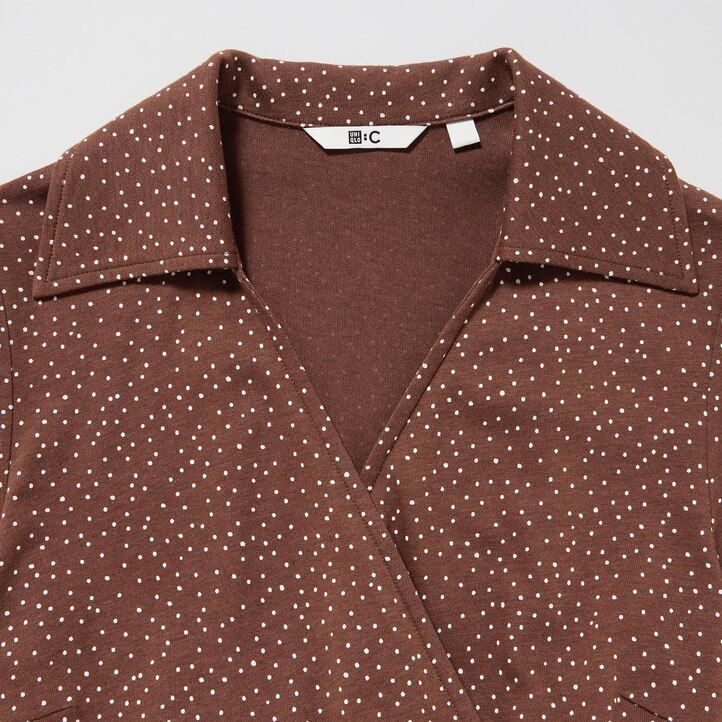brun uniqlo mönstrad Ärmlös omlottklänning för dam