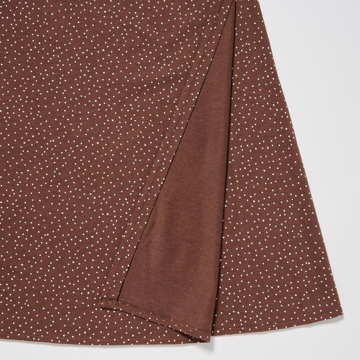 brun uniqlo mönstrad Ärmlös omlottklänning för dam