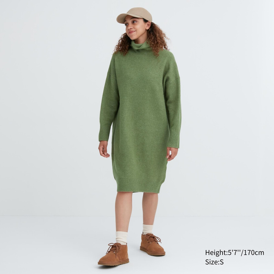 dam uniqlo souffle garn Ärmklänning grön