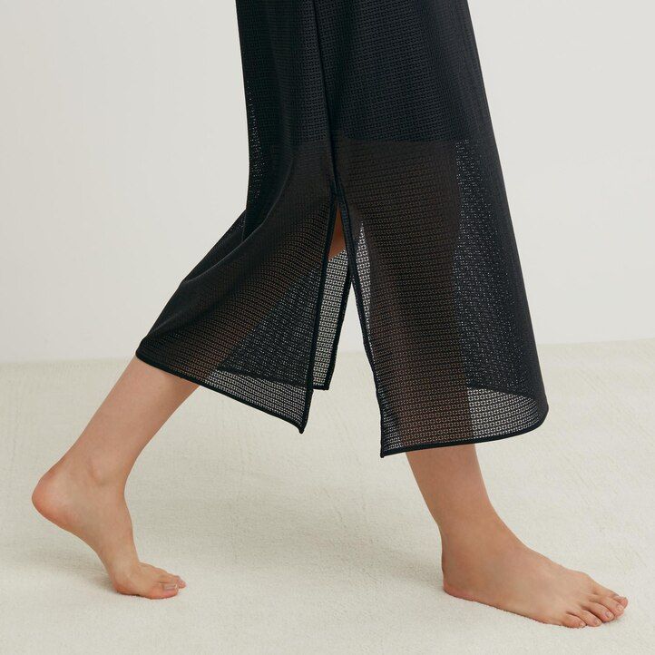 brun uniqlo mesh Ärmlös maxiklänning dam