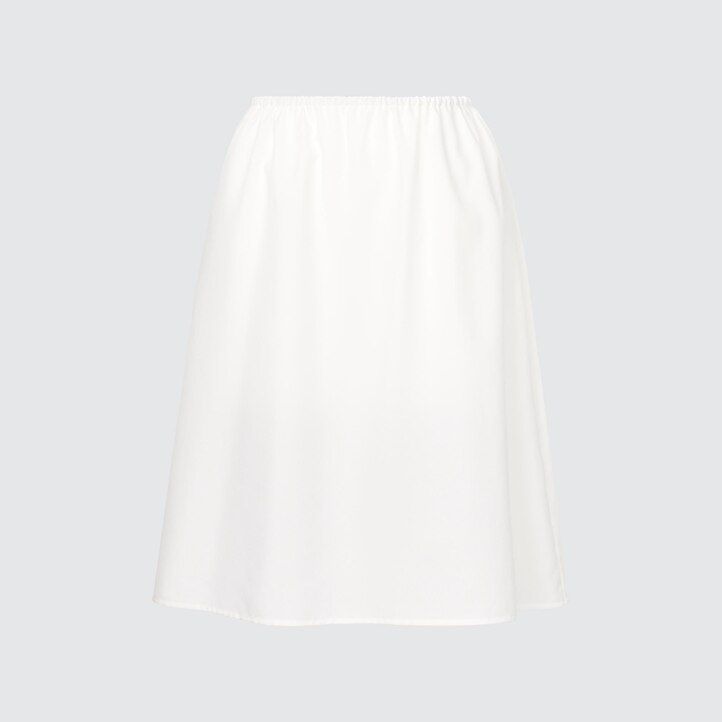 uniqlo mönstrad ballongärmad damklänning vit