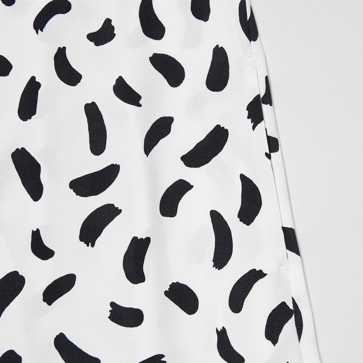 uniqlo mönstrad ballongärmad damklänning vit
