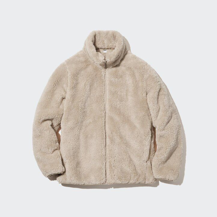 uniqlo fluffy fleece zipless damjackor svarta