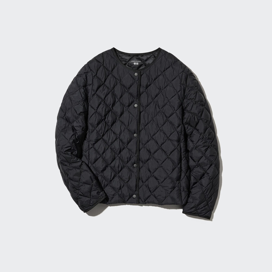 svarta uniqlo varma vadderade quiltade jackor för dam