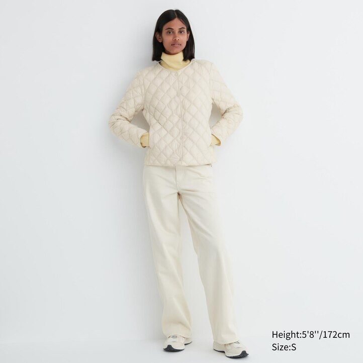 svarta uniqlo varma vadderade quiltade jackor för dam