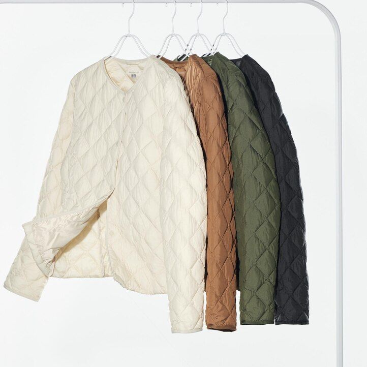 svarta uniqlo varma vadderade quiltade jackor för dam
