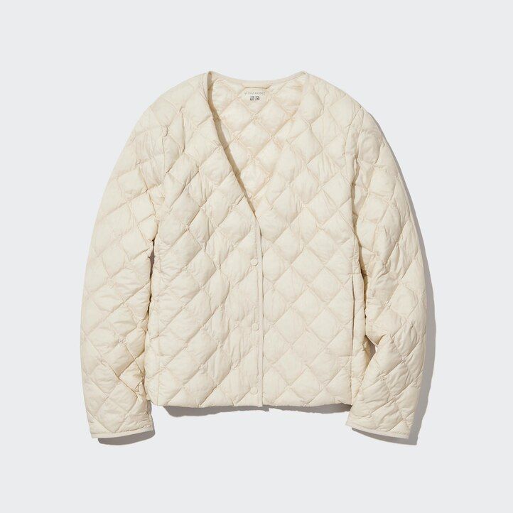 svarta uniqlo varma vadderade quiltade jackor för dam