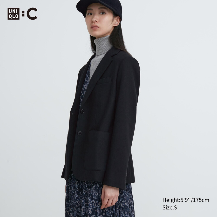 uniqlo brushed jersey damjackor svarta