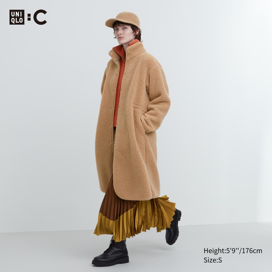 uniqlo fleecejackor med ståkrage i beige för damer