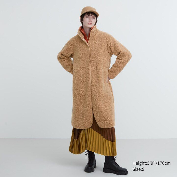 uniqlo fleecejackor med ståkrage i beige för damer