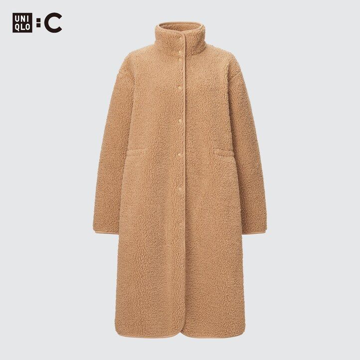 uniqlo fleecejackor med ståkrage i beige för damer
