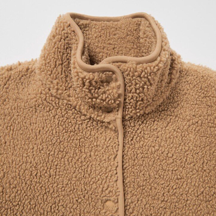 uniqlo fleecejackor med ståkrage i beige för damer