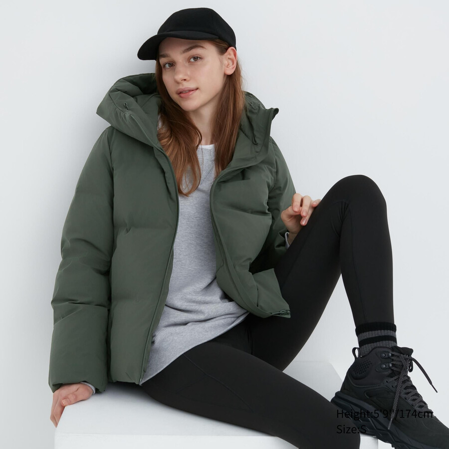 uniqlo sömlösa dunjackor för kvinnor olivgrön