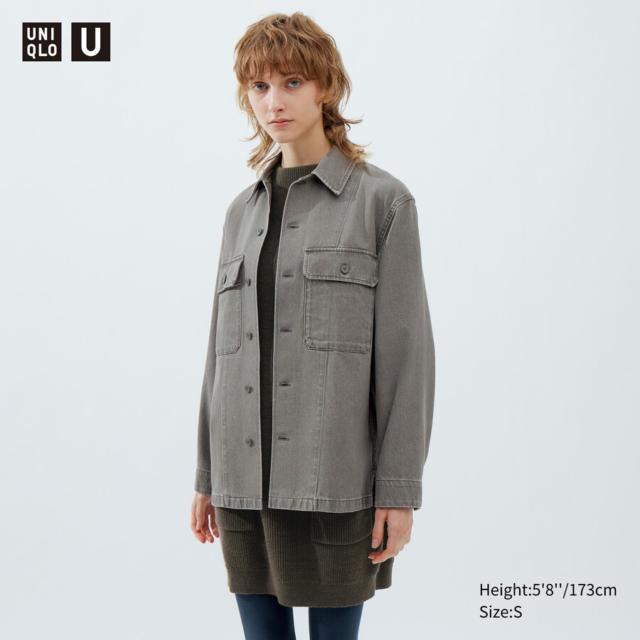 grå uniqlo denim damjackor