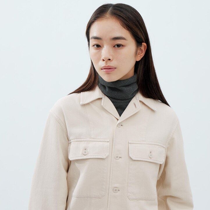 grå uniqlo denim damjackor