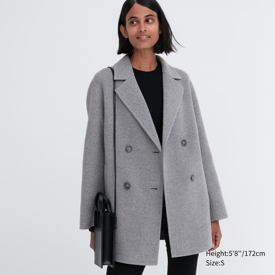 grå uniqlo ullblandade damjackor