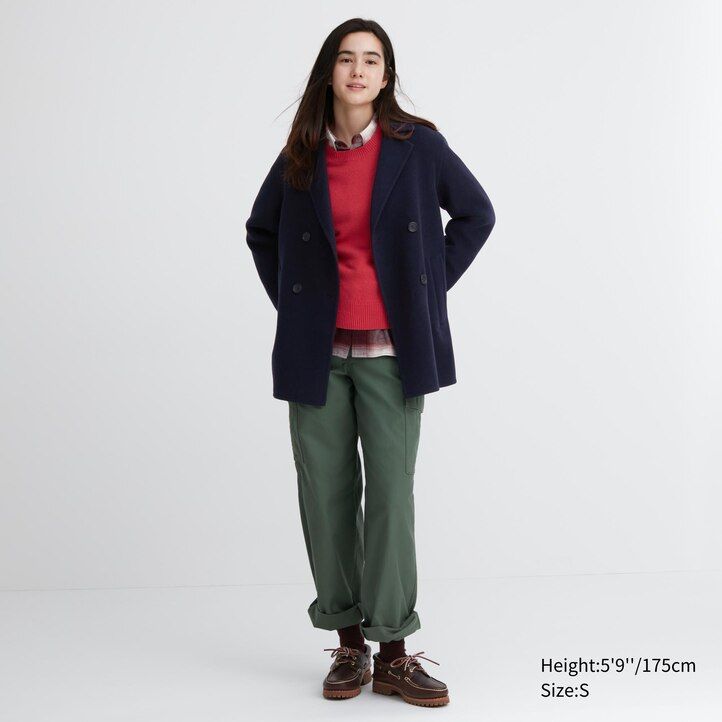 grå uniqlo ullblandade damjackor