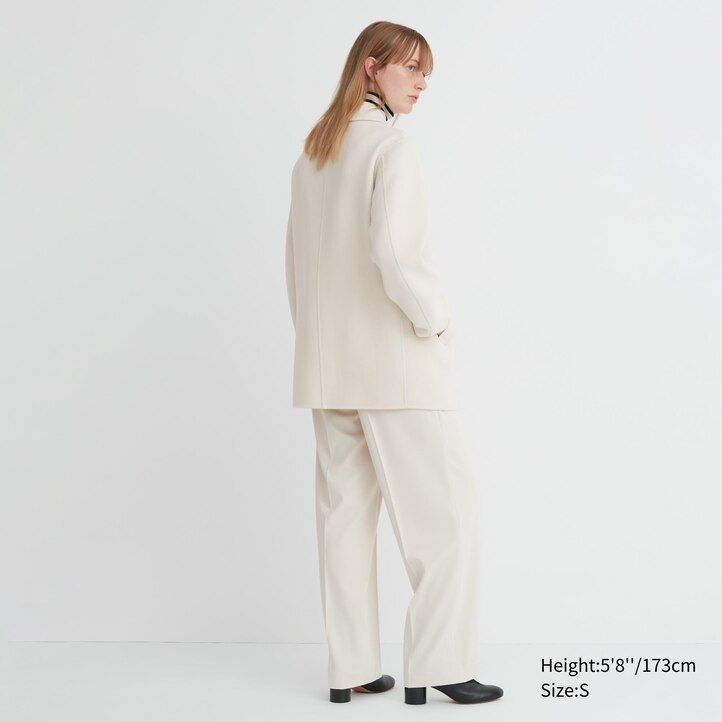 grå uniqlo ullblandade damjackor