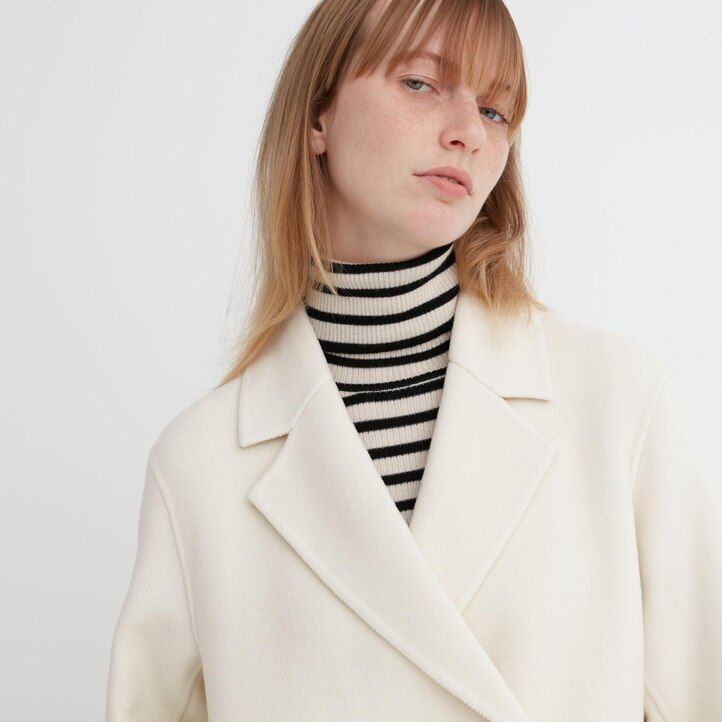 grå uniqlo ullblandade damjackor