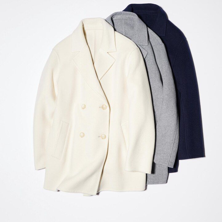 grå uniqlo ullblandade damjackor