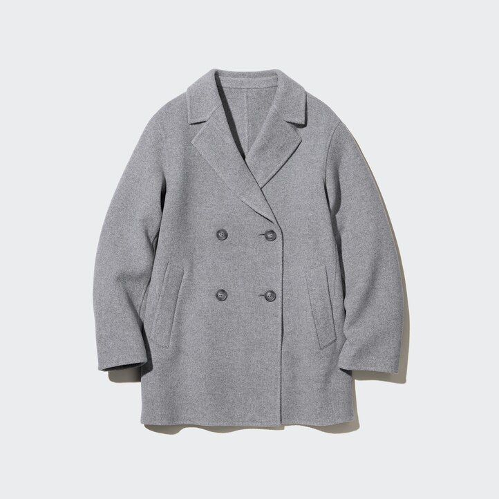 grå uniqlo ullblandade damjackor