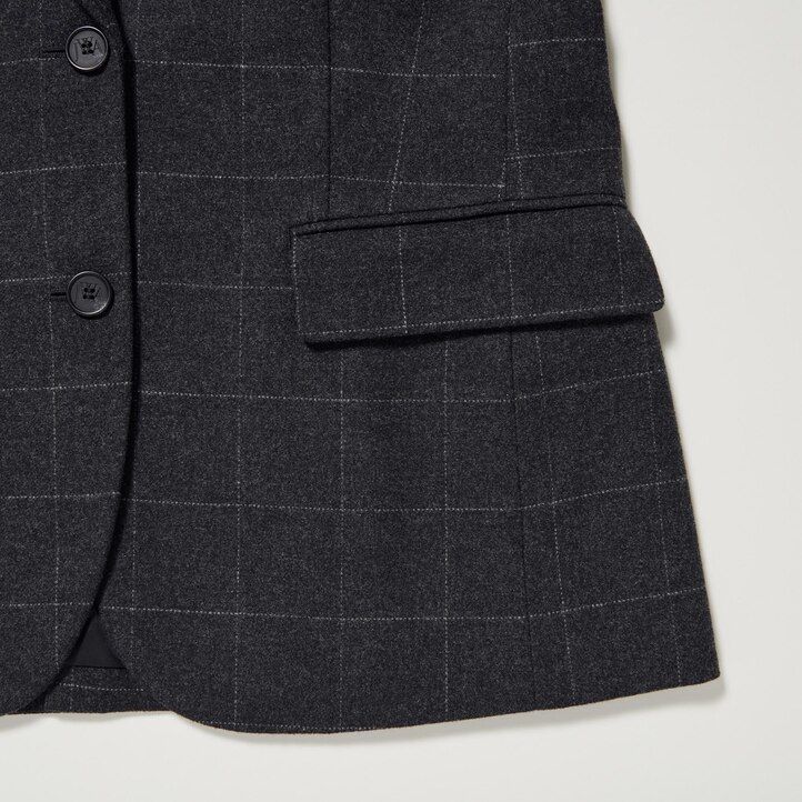 dam uniqlo enkelknäppta rutiga jackor mörkgrå