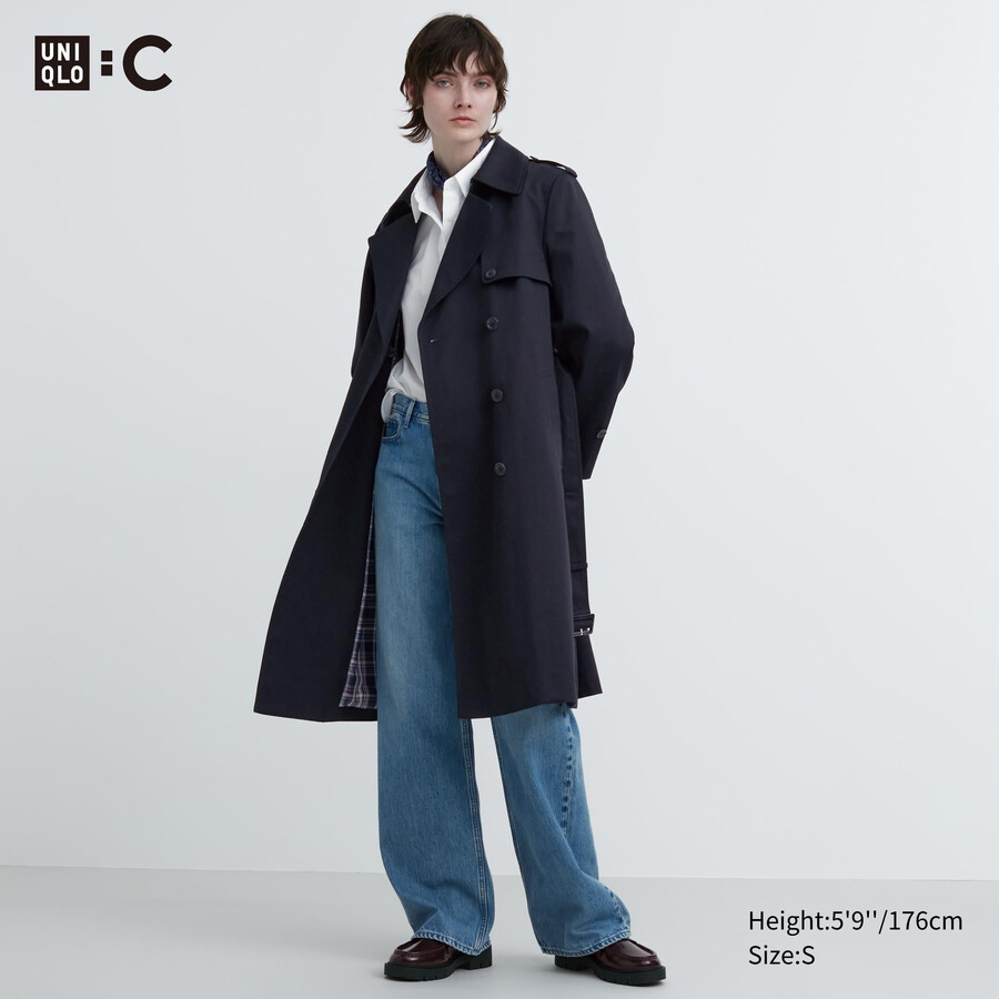 uniqlo trench damjackor marinblå