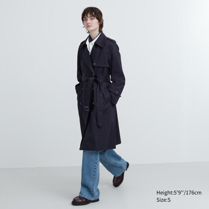 uniqlo trench damjackor marinblå
