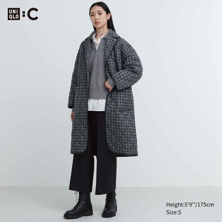 uniqlo varm vadderade Överdimensionerade damjackor grå