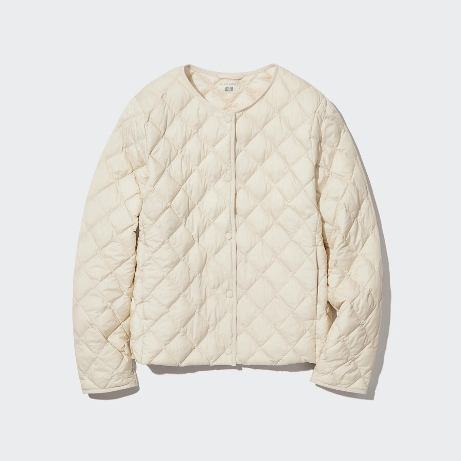 vita uniqlo varma vadderade quiltade jackor för dam