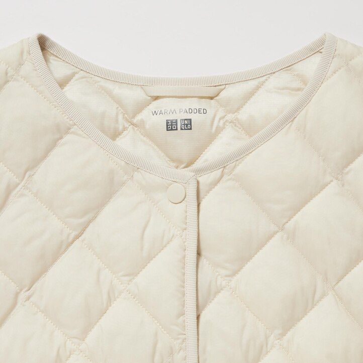 vita uniqlo varma vadderade quiltade jackor för dam