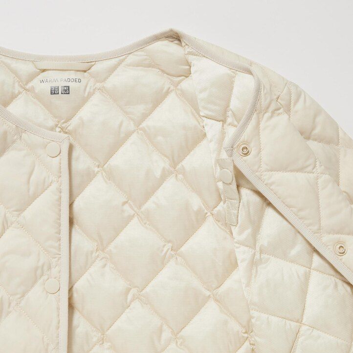vita uniqlo varma vadderade quiltade jackor för dam