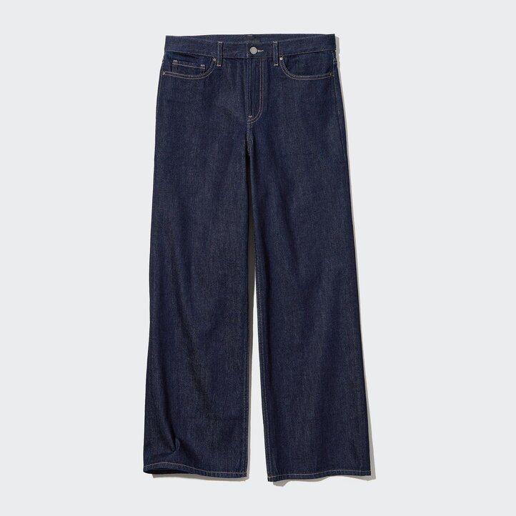 uniqlo low rise baggy fit damjeans blå