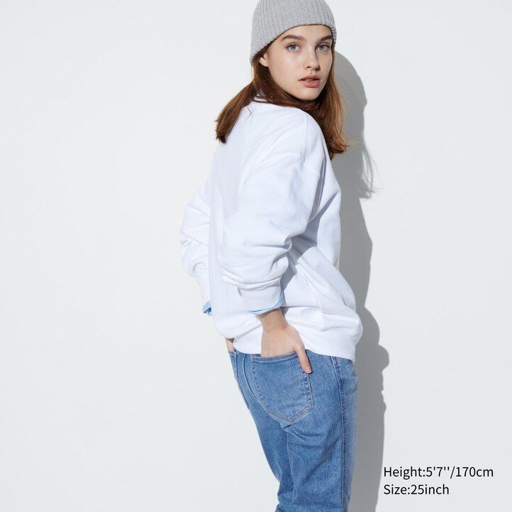 dam uniqlo slim fit raka ben ankellånga jeans marinblå