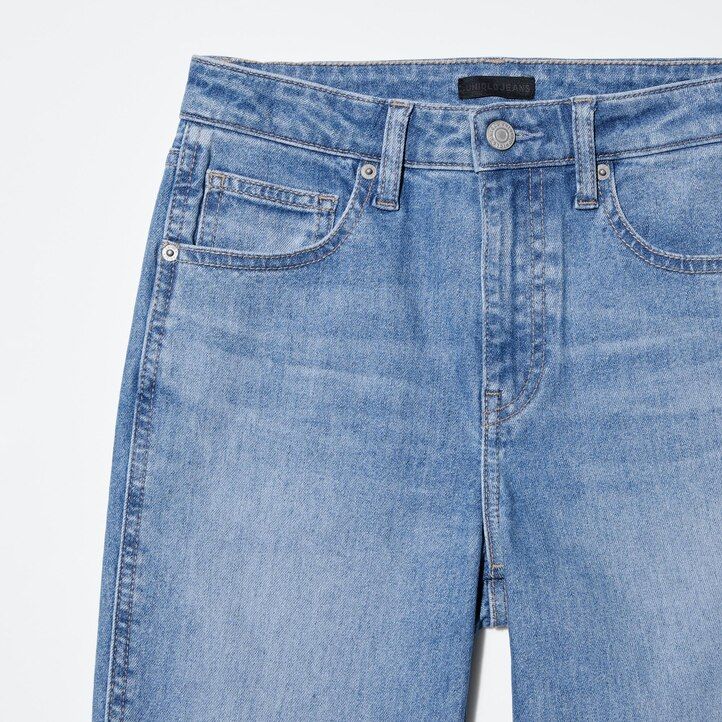 dam uniqlo slim fit raka ben ankellånga jeans marinblå