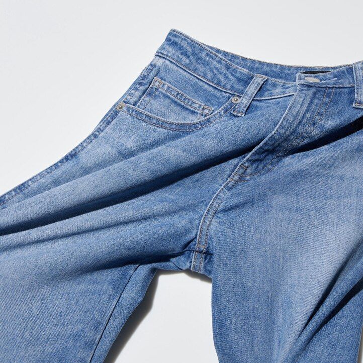 dam uniqlo slim fit raka ben ankellånga jeans marinblå