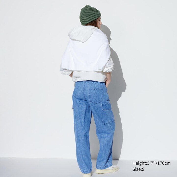 blå uniqlo denim wide raka legrgo damjeans