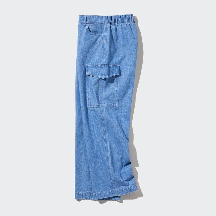 blå uniqlo denim wide raka legrgo damjeans