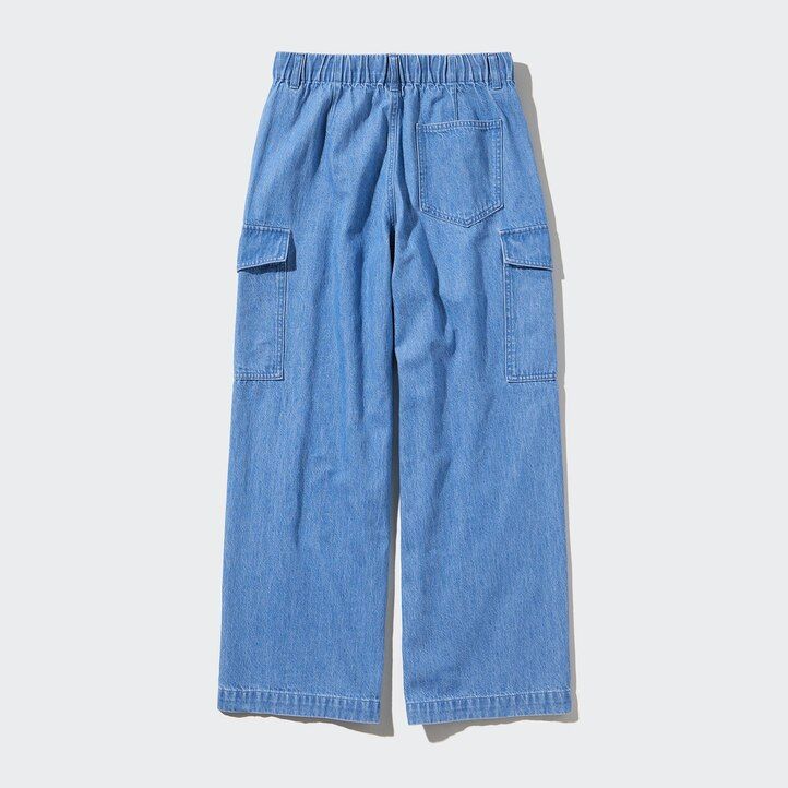 blå uniqlo denim wide raka legrgo damjeans