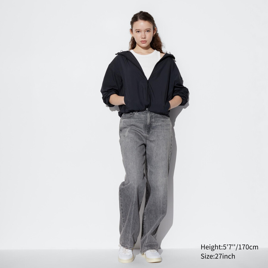 uniqlo vida raka jeans grå för kvinnor