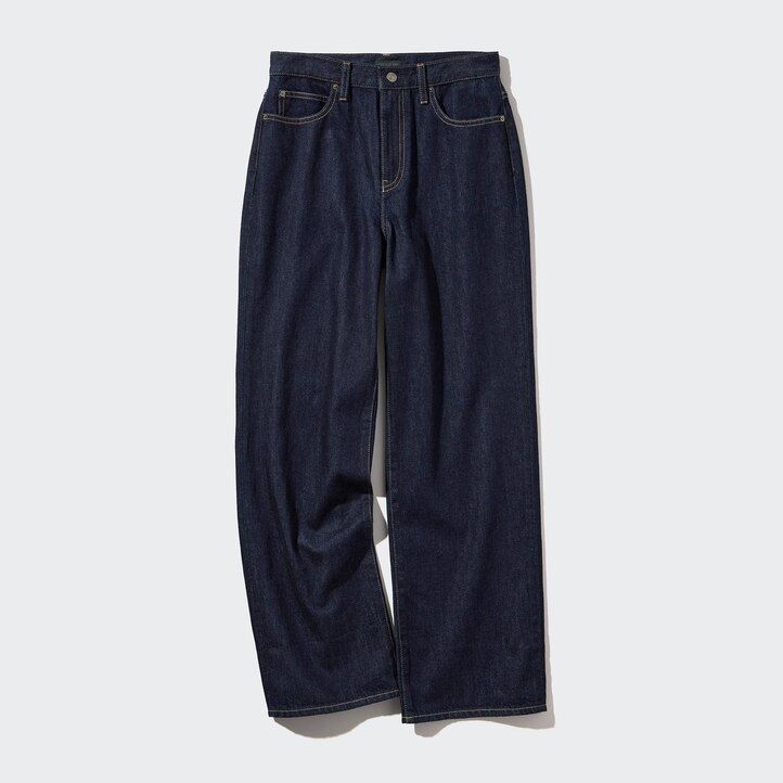 uniqlo vida raka jeans grå för kvinnor