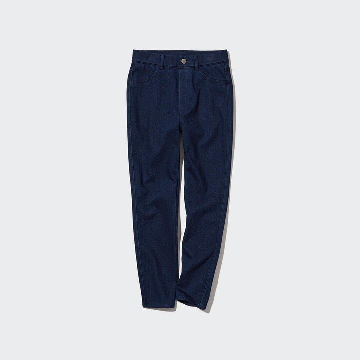 dam uniqlo ultra stretch high rise cropped jeans blå