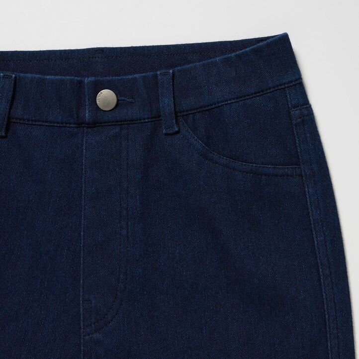 dam uniqlo ultra stretch high rise cropped jeans blå