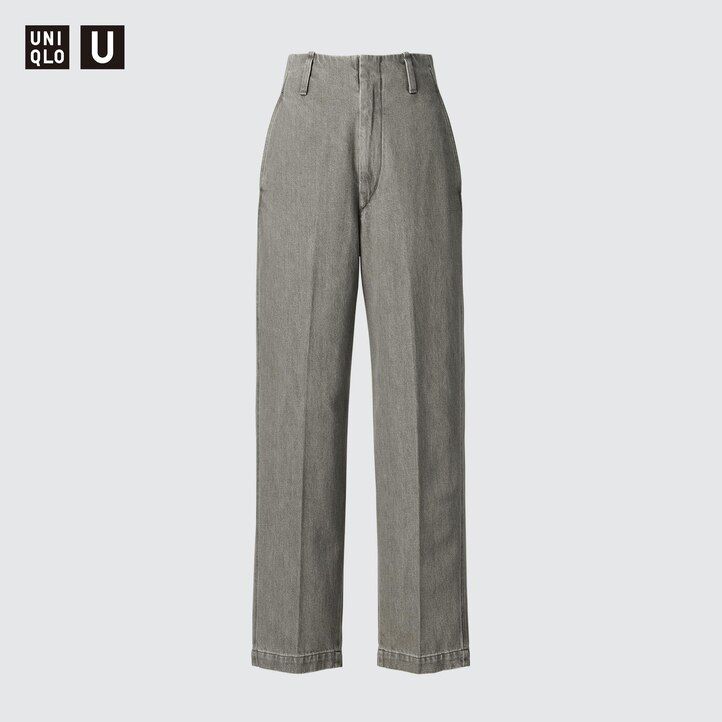 dam uniqlo raka jeans mörkgrå