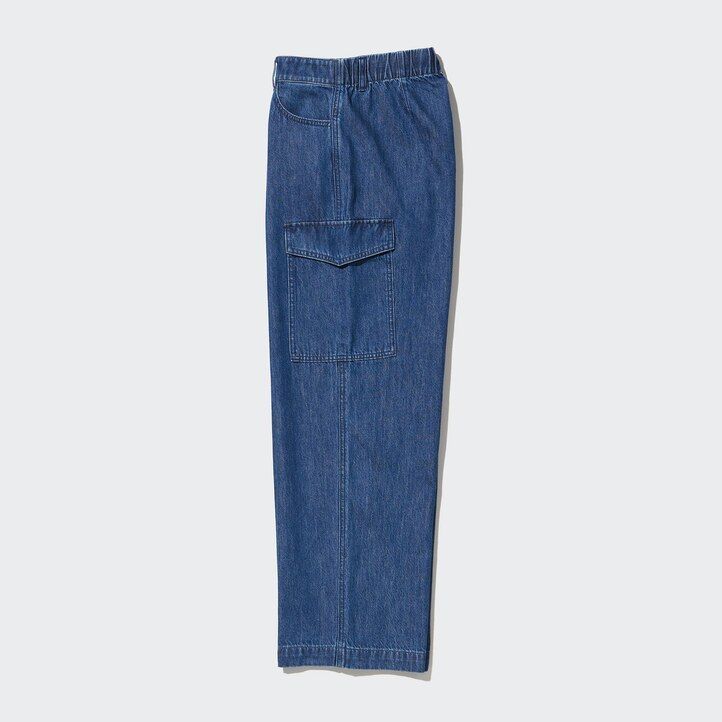uniqlo denim wide legrgo damjeans blå